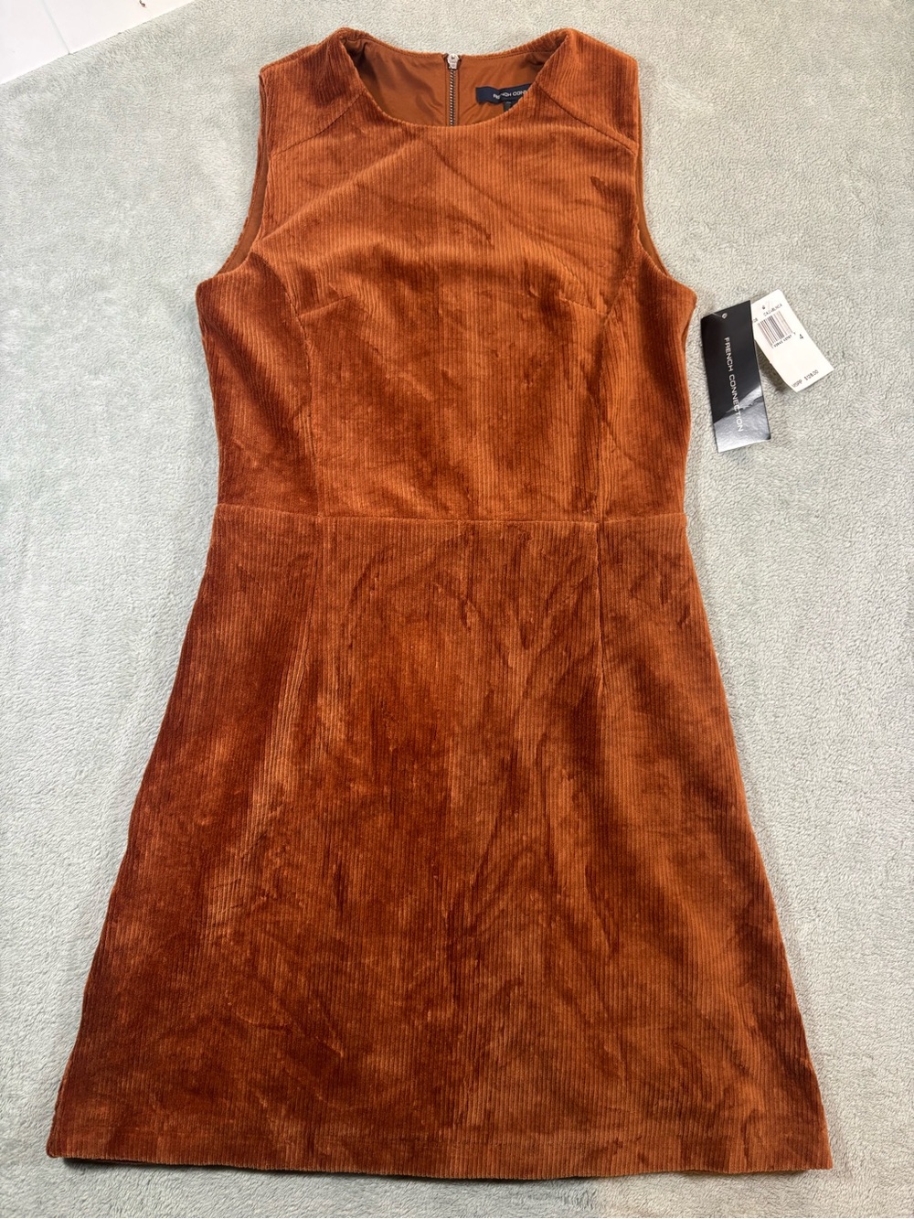 NWT French Connection Faux Suede Sleeveless Mini Dress Rust Brown Size 4